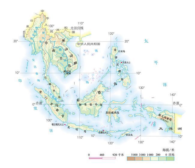 东南亚地形图简笔画